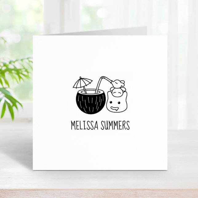 Carimbo De Borracha Bobo Blob Cria Bebida de Coco Nome Personalizado 1 (Criador carregado)