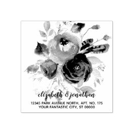 Carimbo De Borracha Boho Elegant Floral Wedding Endereço de Devolução