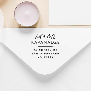 Carimbo De Borracha Boho Future Sr & Mrs Wedding Custom Return Endereç