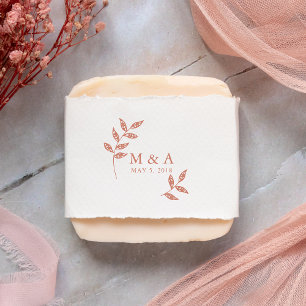 Carimbo De Borracha Boho Rustic Branches Iniciais de Casamento Monogra