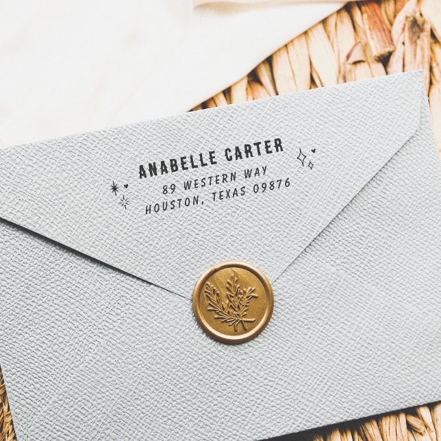 Carimbo De Borracha Boho Sparkles Nome e Endereço de Retorno (Rubber Stamp Mock-up)