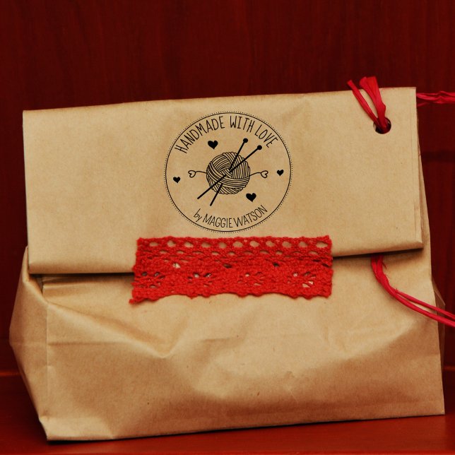 Carimbo De Borracha Bola Lã Feita à Mão com amor, (Criador carregado)