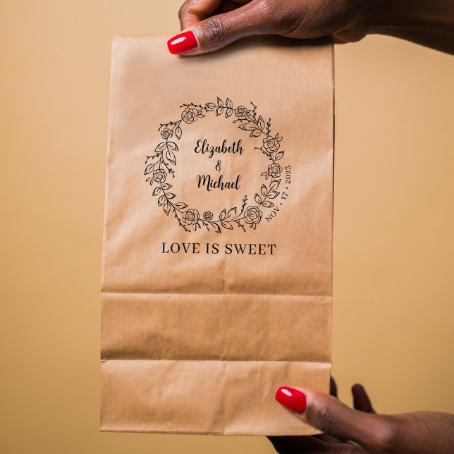 Carimbo De Borracha Bolsas Doces De Casamento Floral (Criador carregado)