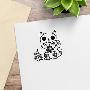 Carimbo De Borracha Boneca Vodu de Gato Bruxa 1x1