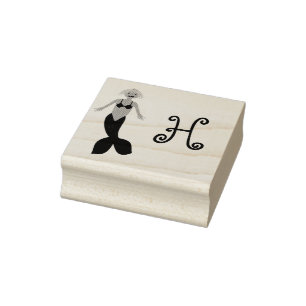 Carimbo De Borracha Bonito Fantasia Rosa, Sereia, Monograma Personaliz