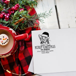 Carimbo De Borracha Bonito Munchkin Cat Return Address Natal