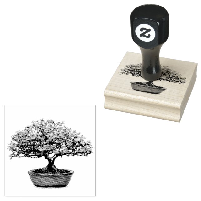 Carimbo De Borracha Bonsai Tree com Folhas (Carimbado)