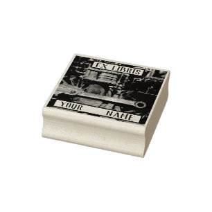 Carimbo De Borracha Bookplate ex de Libris do trem do vapor