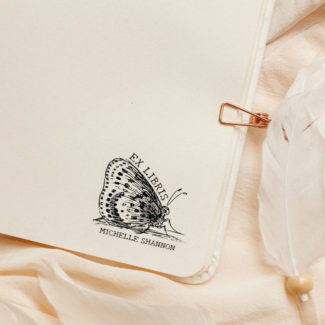 Carimbo De Borracha Borboleta-Cinto Ex-Libris Livro (Criador carregado)