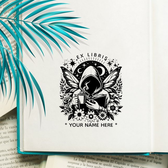 Carimbo De Borracha Borboleta da Ronda Floral Fantasy ex libris selo (Criador carregado)