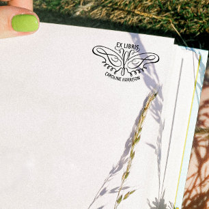 Carimbo De Borracha Borboleta de Arte Moderna Ex Libris Book