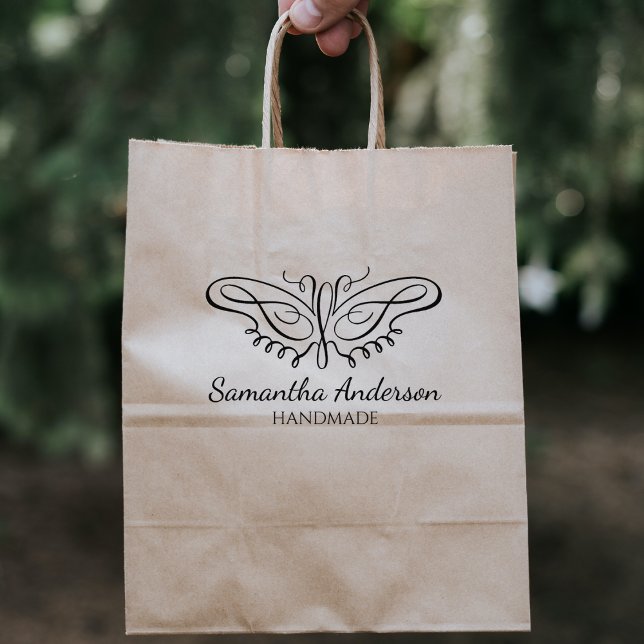 Carimbo De Borracha Borboleta moderna personalizada feita à mão grande (Criador carregado)