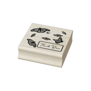 Carimbo De Borracha Borboletas Monarcas Obrigado Modelo