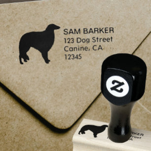 Carimbo De Borracha Borzoi Dog Breed Silhouette Return Address