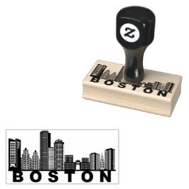 Carimbo De Borracha Boston Skyline Silhouette 
