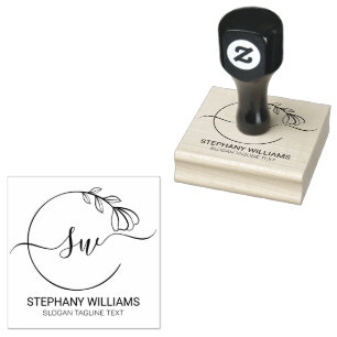 Carimbo De Borracha Botânica Deixa Iniciais Femininas Personalizadas