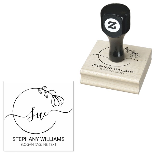 Carimbo De Borracha Botânica Deixa Iniciais Femininas Personalizadas (Carimbado)