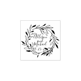 Carimbo De Borracha Botânica Laurel deixa Wreath Wedding