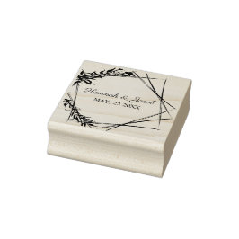 Carimbo De Borracha Botanical Geometric with Leaves Wedding Design