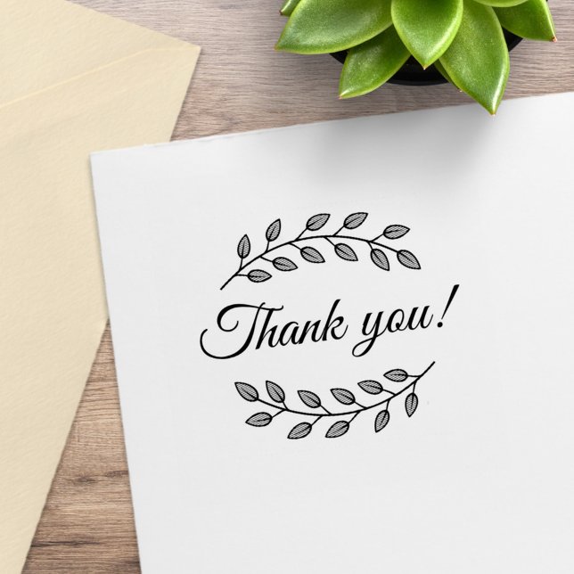 Carimbo De Borracha Botanical Wreath Top Bottom Thank You (Criador carregado)