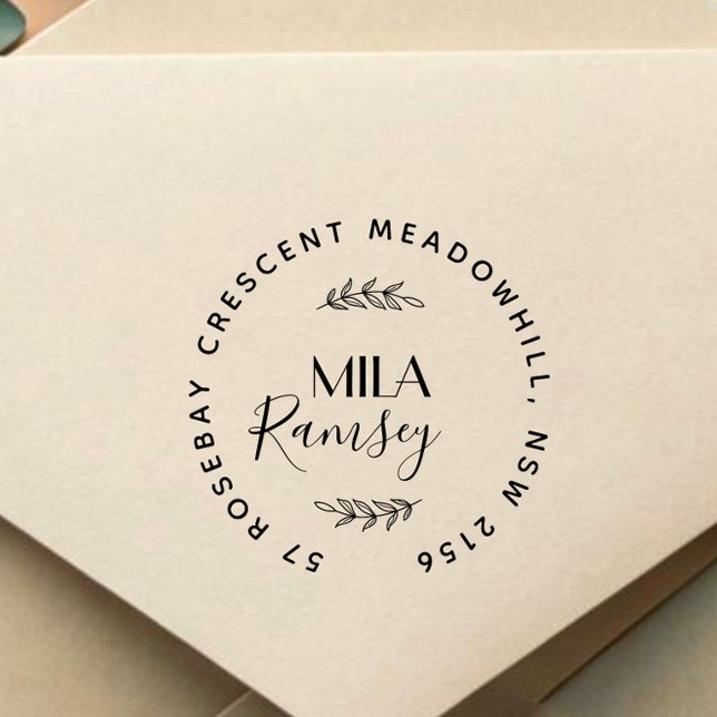 Carimbo De Borracha Botânico de Endereço de Retorno Moderno Personaliz (Criador carregado)