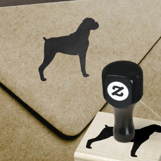 Carimbo De Borracha Boxer Dog Silhouette com Ouvidos Naturais
