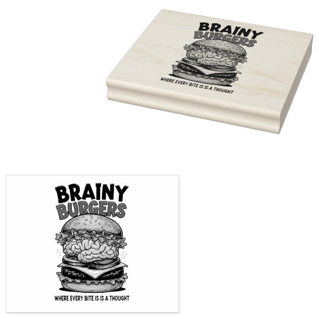 Carimbo De Borracha Brainy Burgers Wood Art Stamp (Carimbado)