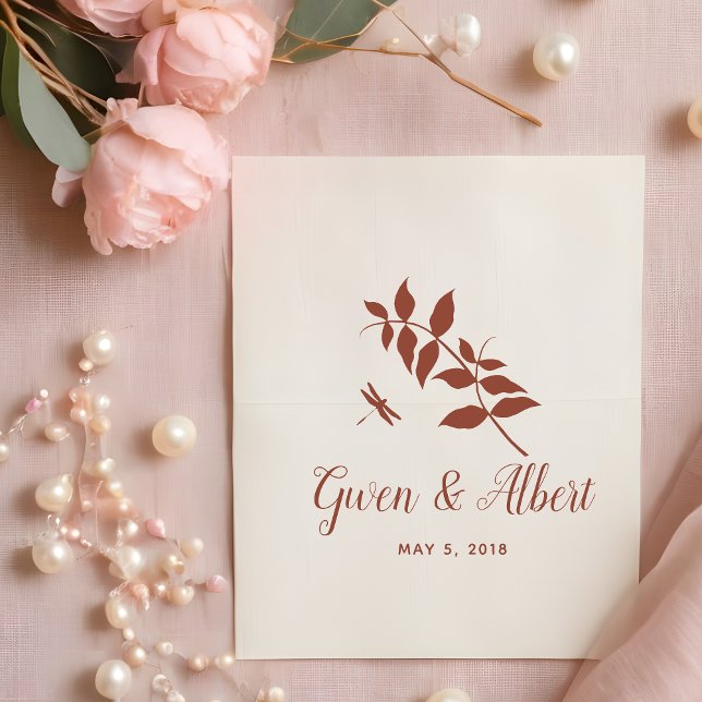 Carimbo De Borracha Branches and Dragonfly Wedding Monogram (Criador carregado)