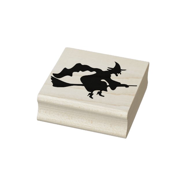 Carimbo De Borracha Bruxa cavalgando uma vassoura 2. (Carimbo)