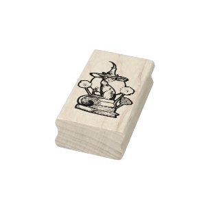 Carimbo De Borracha Bruxa de Gato de Bookish