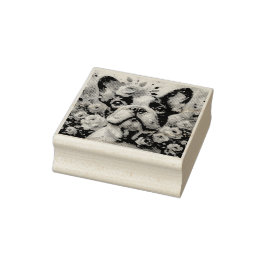 Carimbo De Borracha Buldogue francês com pintura impressionista Rosa