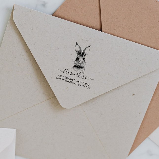 Carimbo De Borracha Bunny | Nome da família Assinatura Endereço de dev (Criador carregado)