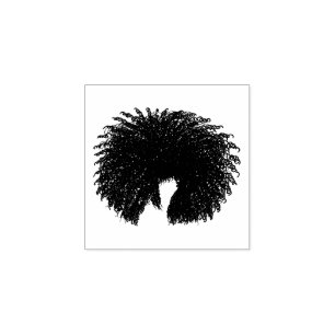 Carimbo De Borracha Cabelo Negro Afro-Curvo
