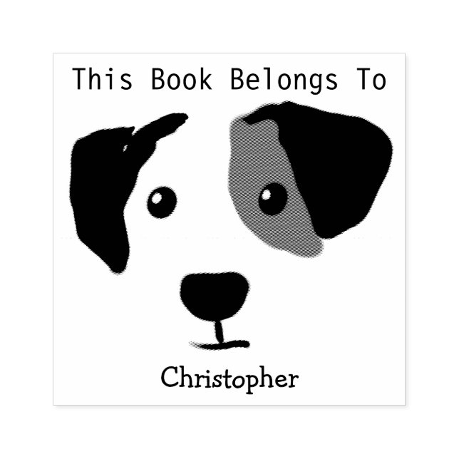 Carimbo De Borracha Cachorro Feliz Que Este Livro Pertence (Impressão)