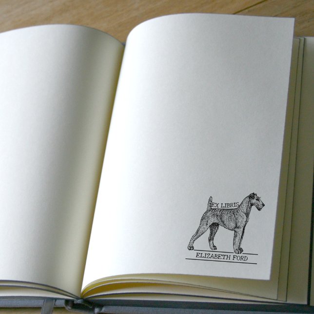 Carimbo De Borracha Cachorro Terrier Irlandês Fofo Ex Libris de Biblio (Criador carregado)