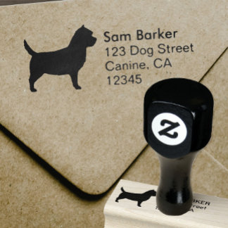 Carimbo De Borracha Cairn Terrier Dog Breed Silhouette Return Endereço