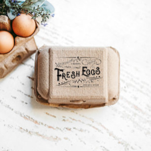 Carimbo De Borracha Caixa de ovos frescos decorativos de vindima