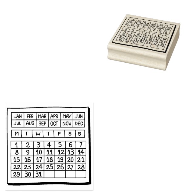 Carimbo De Borracha Calendário Perpétuo (Carimbado)