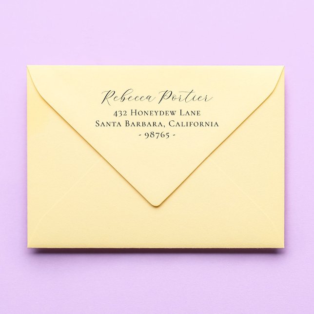 Carimbo De Borracha Caligrafia Elegante Simples Endereço de Retorno Mo (Criador carregado)