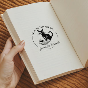 Carimbo De Borracha Caligrafia Simples, Livro de Gato de Biblioteca
