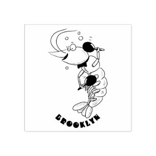 Carimbo De Borracha Camarão feliz e bonito, desenho animado