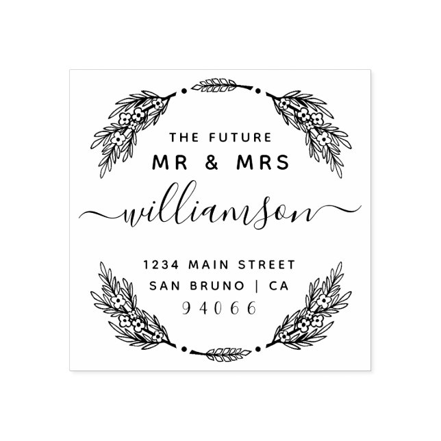Carimbo De Borracha Caminho Floral Personalizado Futuro Sr. e Sra. End (Impressão)