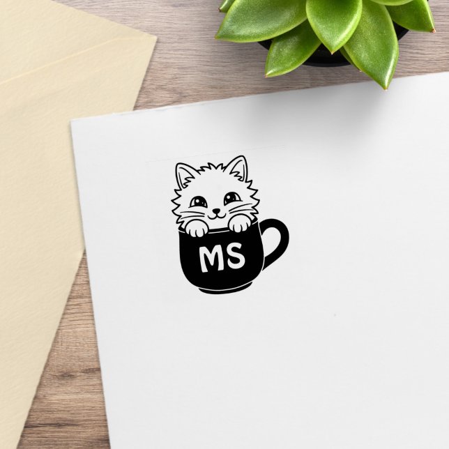 Carimbo De Borracha Caneca de Café de Gato de Desenho Animado Fofo Mon (Criador carregado)