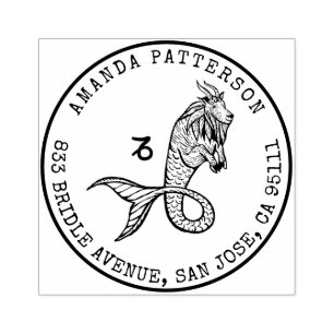 Carimbo De Borracha Capricórnio Zodíaco - Segura desenhada à mão   End