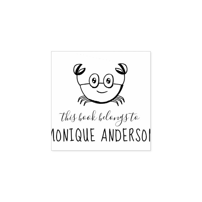 Carimbo De Borracha Caranguejo-Corvo | Mão Escrita Este Livro Pertence (Impressão)