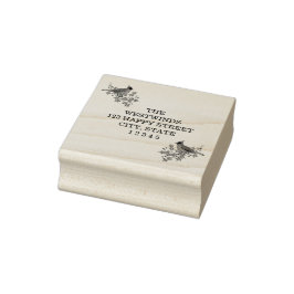 Carimbo De Borracha Cardeais e Retorno de Endereço de Madeira Holly Ca