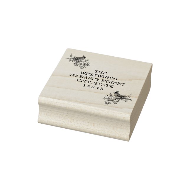Carimbo De Borracha Cardeais e Retorno de Endereço de Madeira Holly Ca (Carimbo)