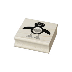 Carimbo De Borracha Cardíaco Pinguim Pinguim Pinguim Com Amor Caráter