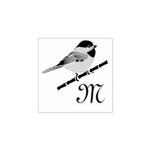 Carimbo De Borracha Carolina Chickadee Songbird Ilustrada