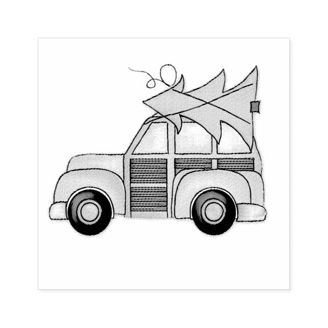 Carimbo De Borracha Carro e árvore de Natal (Impressão)